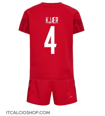 Danimarca Simon Kjaer #4 Prima Maglia Bambino Mondiali 2022 Manica Corta (+ Pantaloni corti)